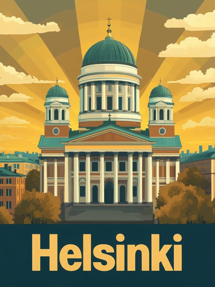 Aihrgdesign A Vintage Travel Poster Of Helsinki