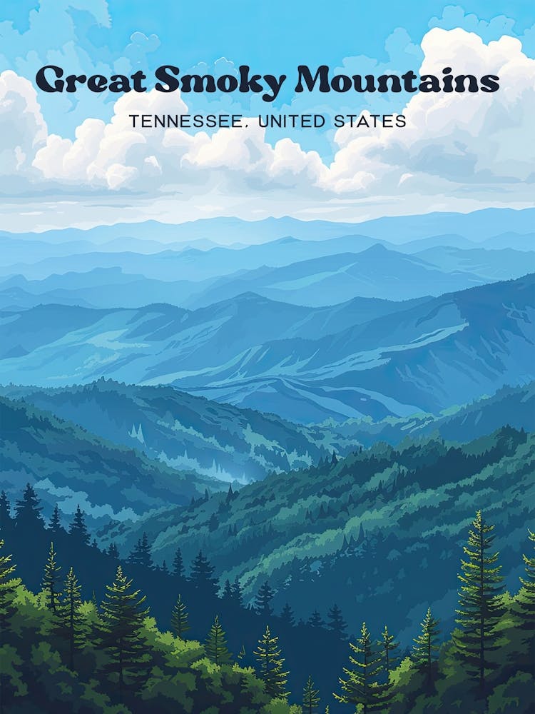 Great Smoky Mountains Shaconage Digital Travel Art