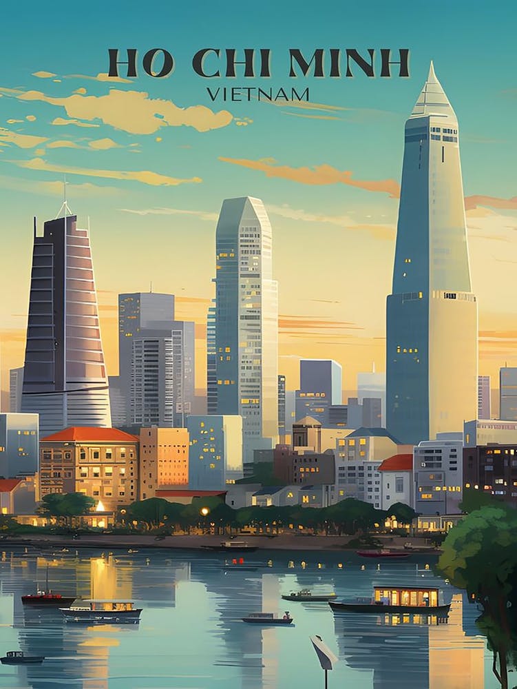 Retro Travel Wall Art Ho Chi Minh