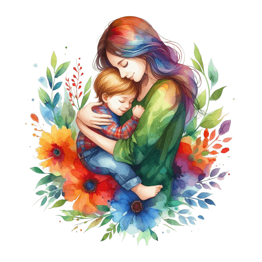 Mother And Child Watercolor Mothers Day 3