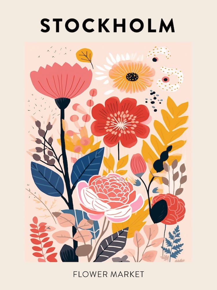 Flower Market Poster Stockholm Sweden 2