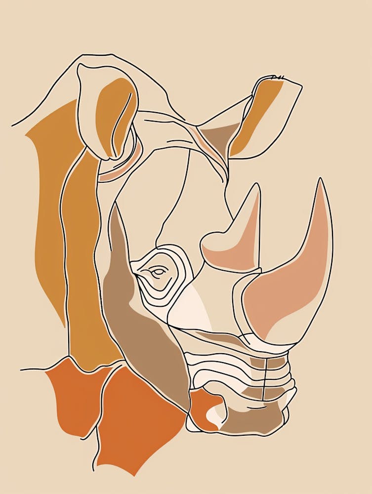 Rhino - Boho, Line Art