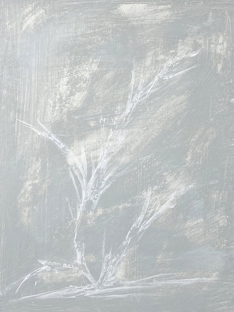 Floral Whisper Gray - Abstract Flower Painting