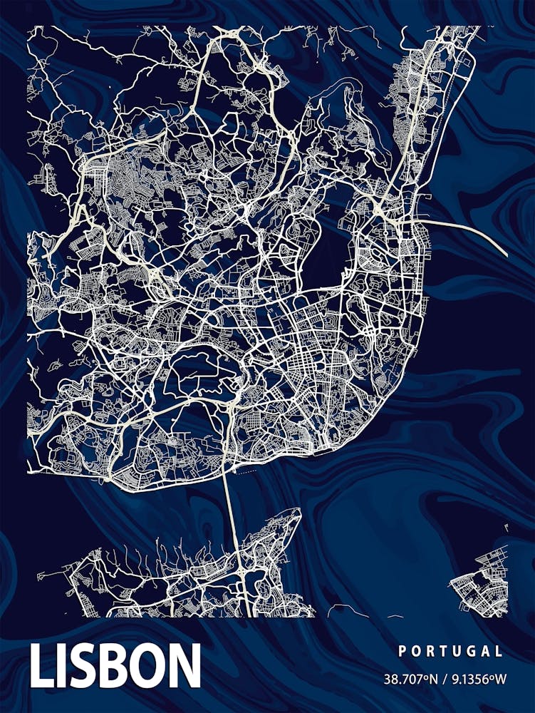 Lisbon Crocus Marble Map
