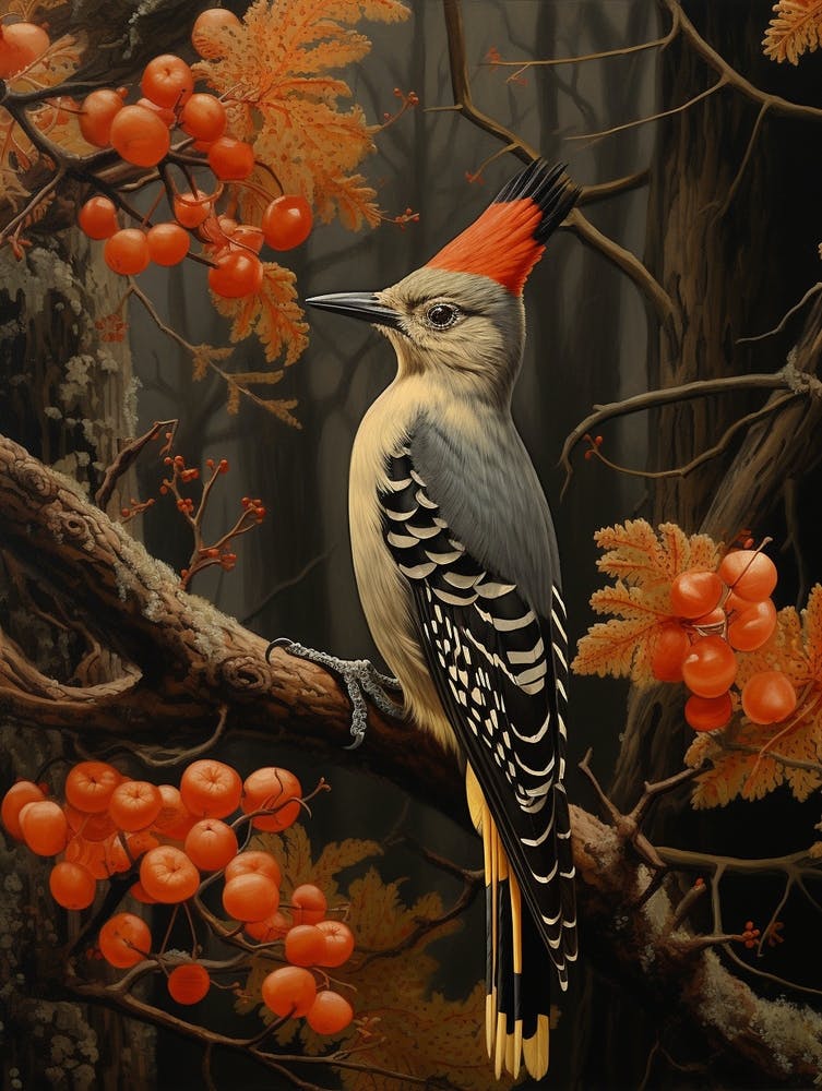 Dark And Moody Botanical Woodpecker 1