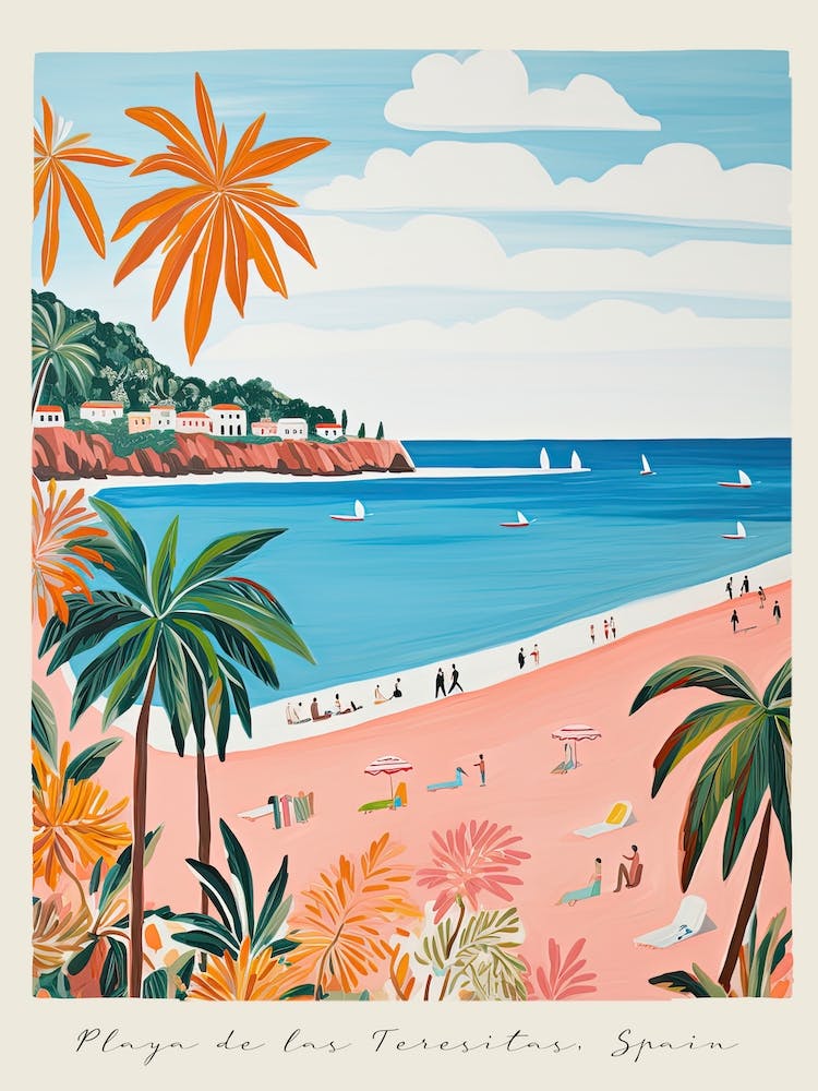 Poster Of Playa De Las Teresitas, Tenerife, Spain, Matisse And Rousseau Style 3