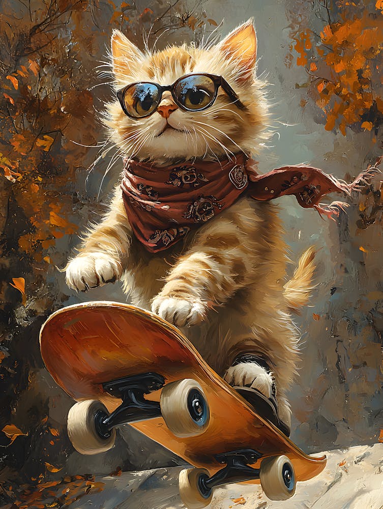 Cool Cat Riding Skateboard 4