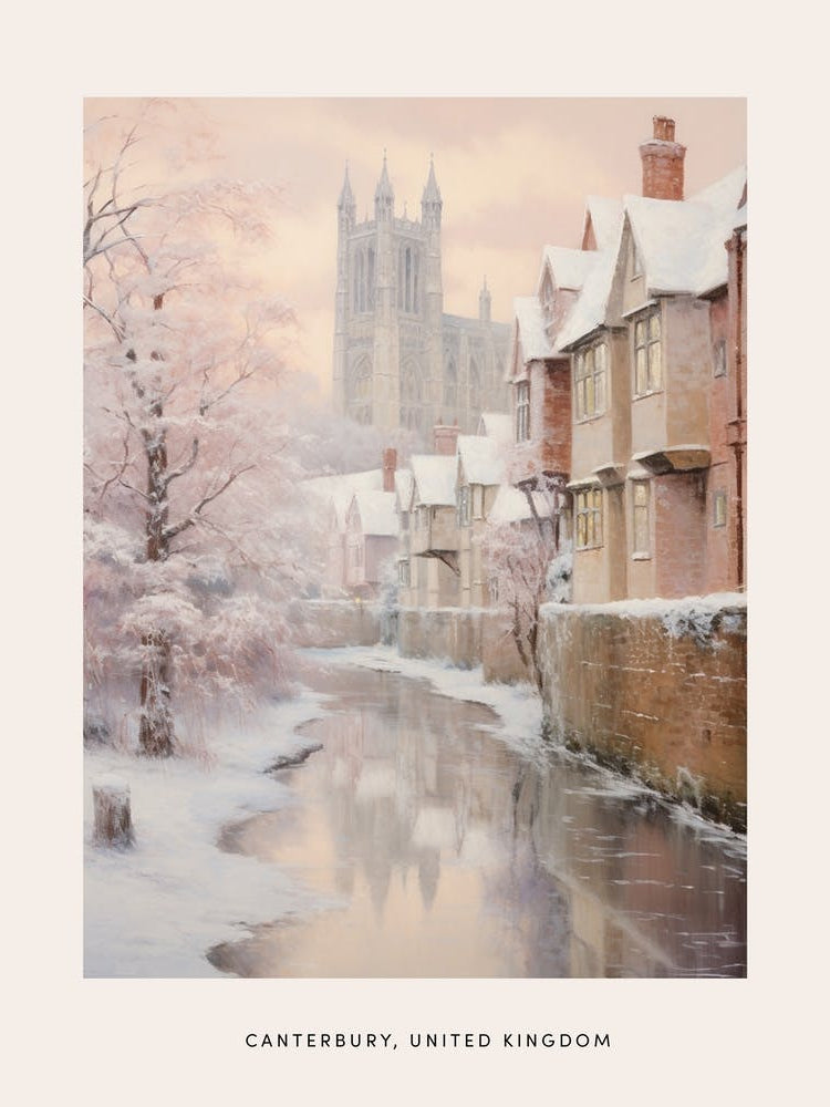 Dreamy Winter Painting Poster Canterbury United Kingdom 1