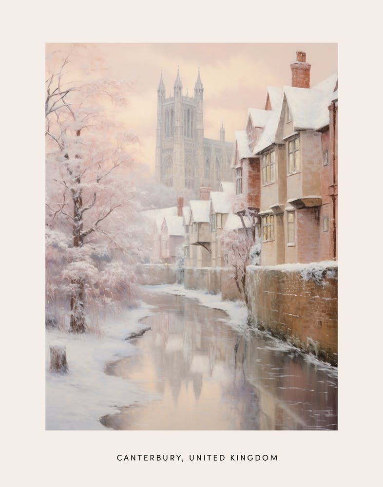Dreamy Winter Painting Poster Canterbury United Kingdom 1