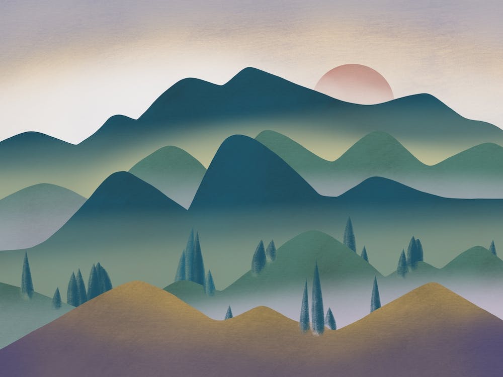 Mountain Range At Dawn
