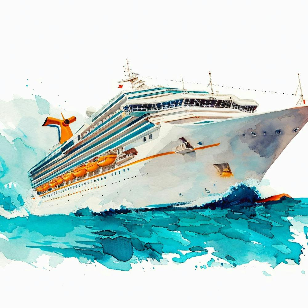Watercolor Of A Cruise Ship 1