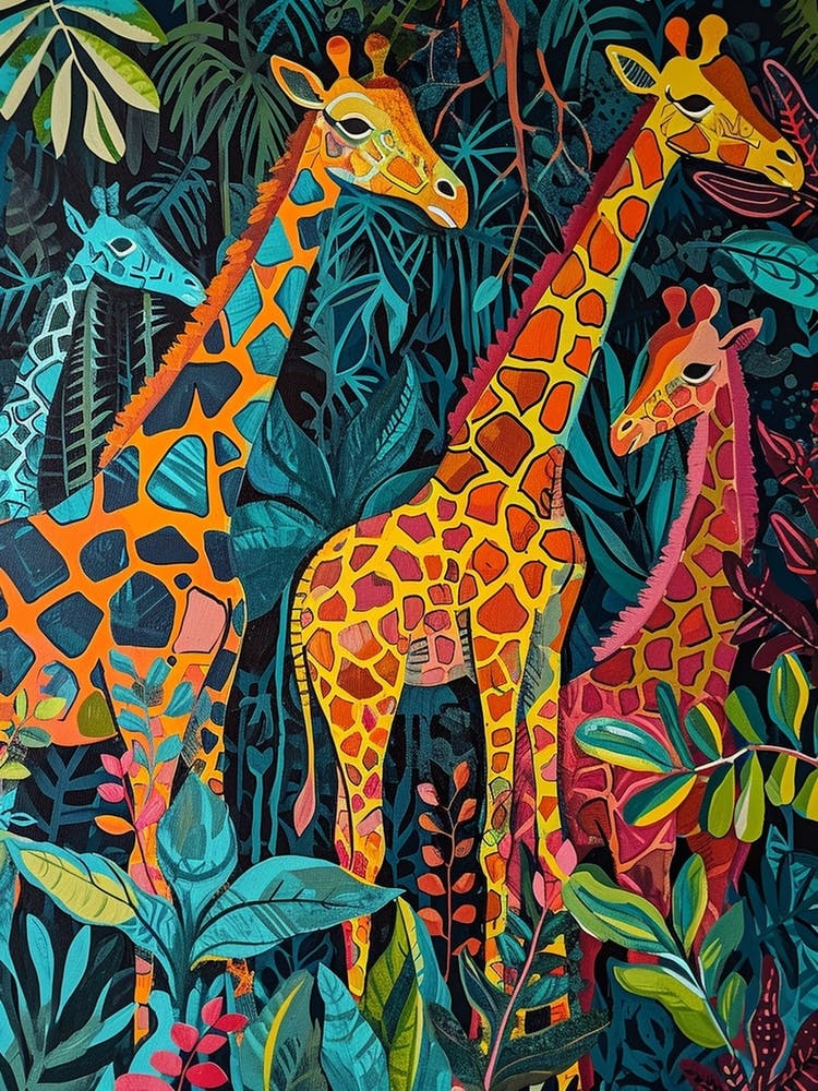 Geometric Giraffe In The Leaves 4