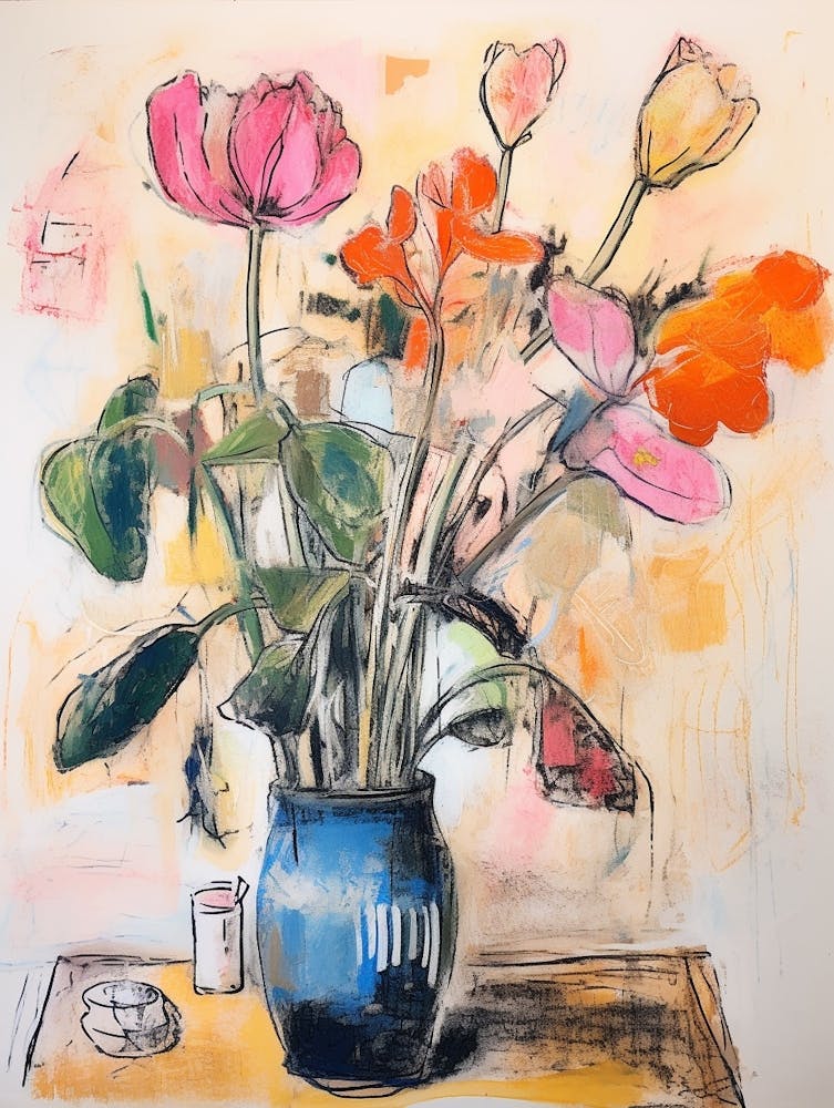Flower Painting Fauvist Style Cyclamen 2