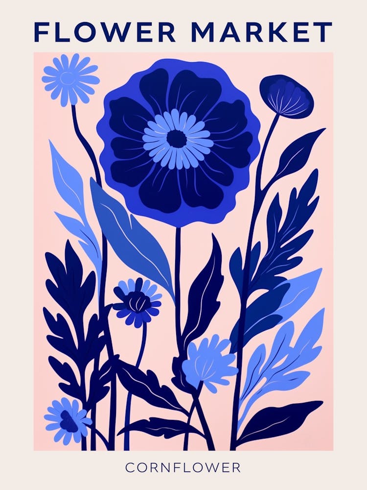 Blue Flower Market Poster Cornflower Market Poster 3