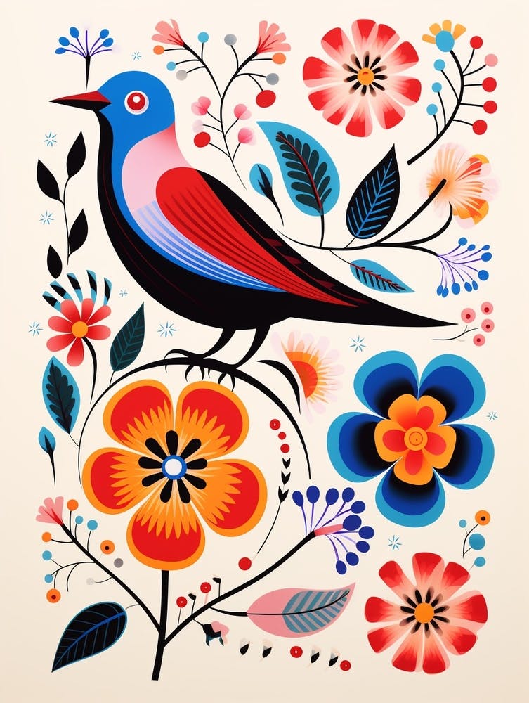 Scandinavian Bird Illustration Lark 1