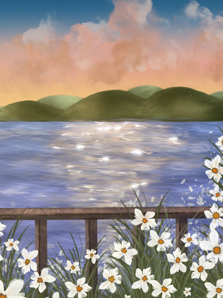 Daisies By The Lake