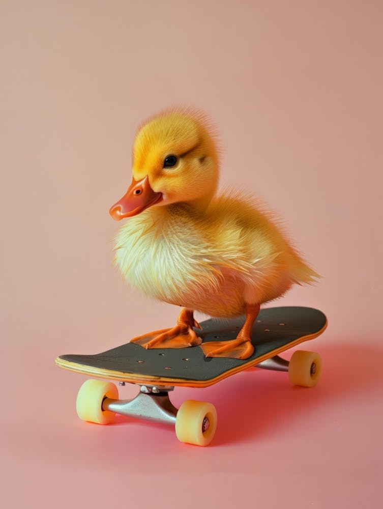 Duck On Skateboard