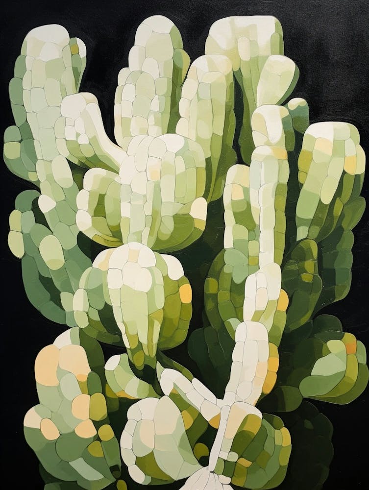 Modern Abstract Cactus Painting Austrocylindropuntia Subulata Cactus 2