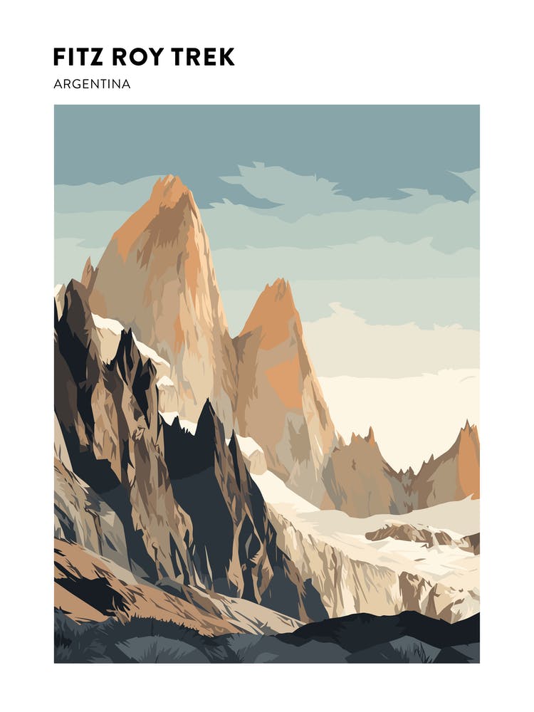 Fitz Roy Trek Argentina 2 Hiking Trail Landscape Poster