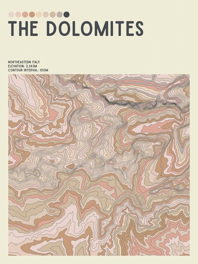 Dolomites Italy Topographic Contour Map