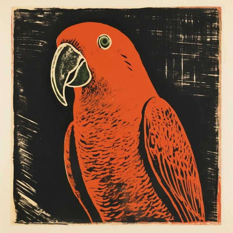 Retro Vogel Lithographie Papagei 3