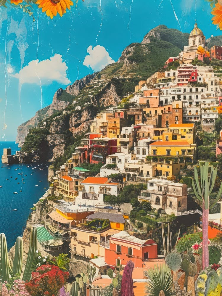 Amalfi Italy   Retro Collage Style 2