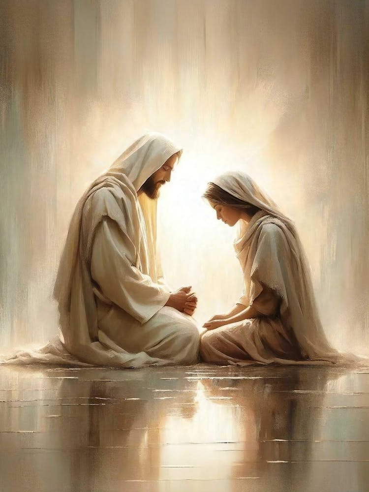 Divine Prayers, Christian Art, Jesus And Girl, Picture Of Christ, Lds Printable, Bible Prints, Jesus And Woman, Christian Art, Jesus Prints