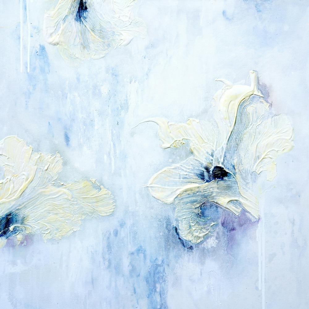 Yellow Flower With Blue Painting Square