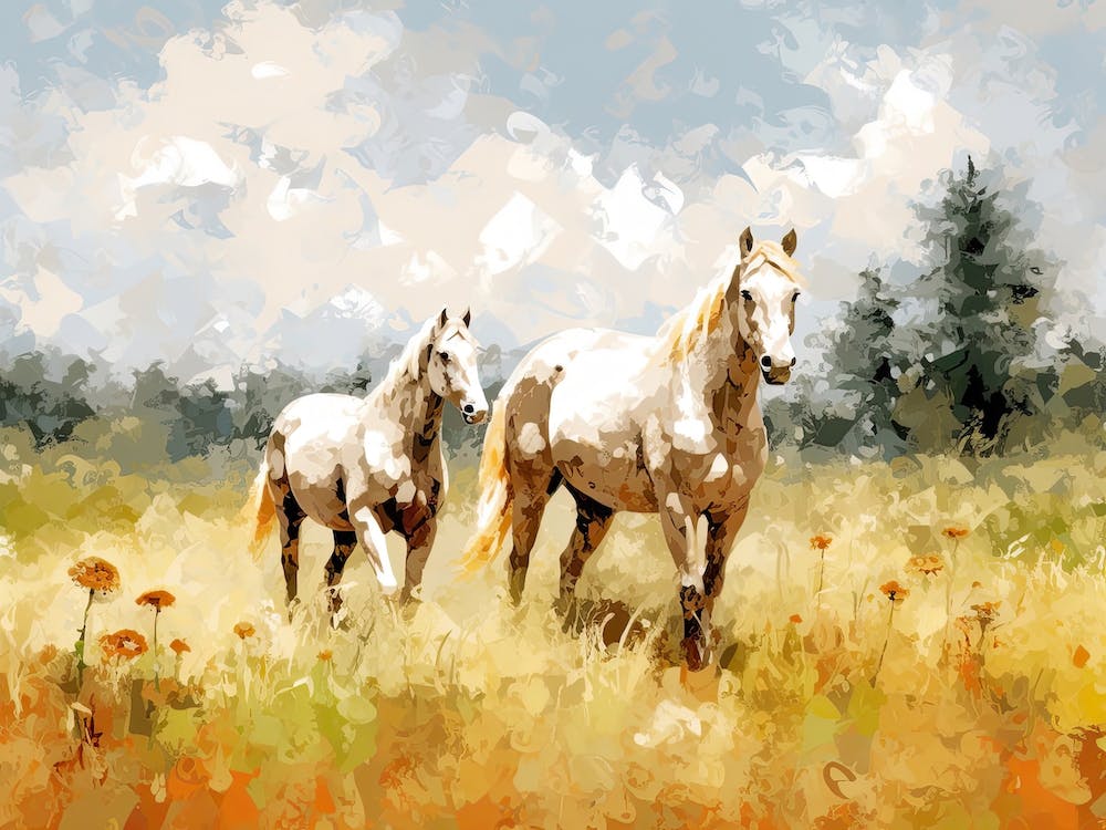 Horses Painting In Tuscany, Italy, Landscape 4
