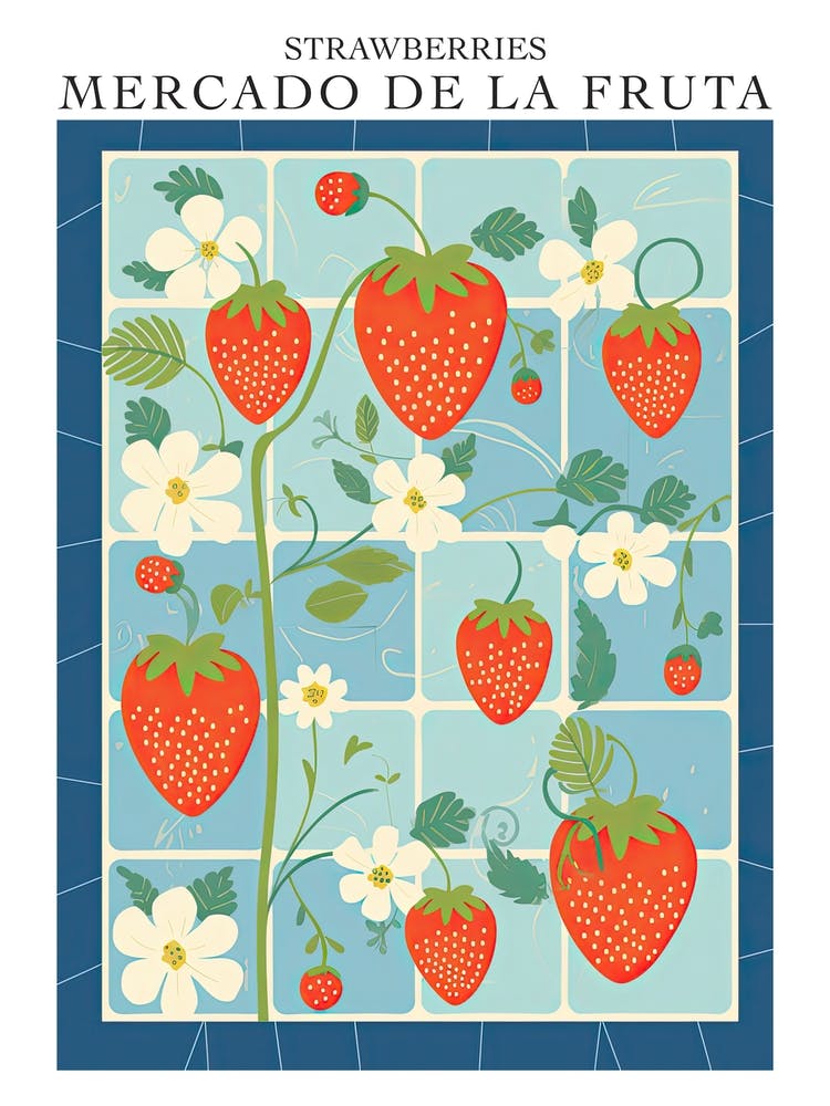 Mercado De La Fruta Strawberries Illustration 8 Poster
