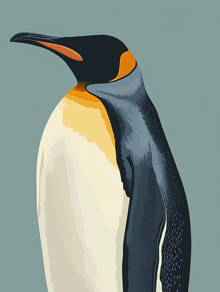 Emperor Penguin Grytviken Minimalist Illustration 3