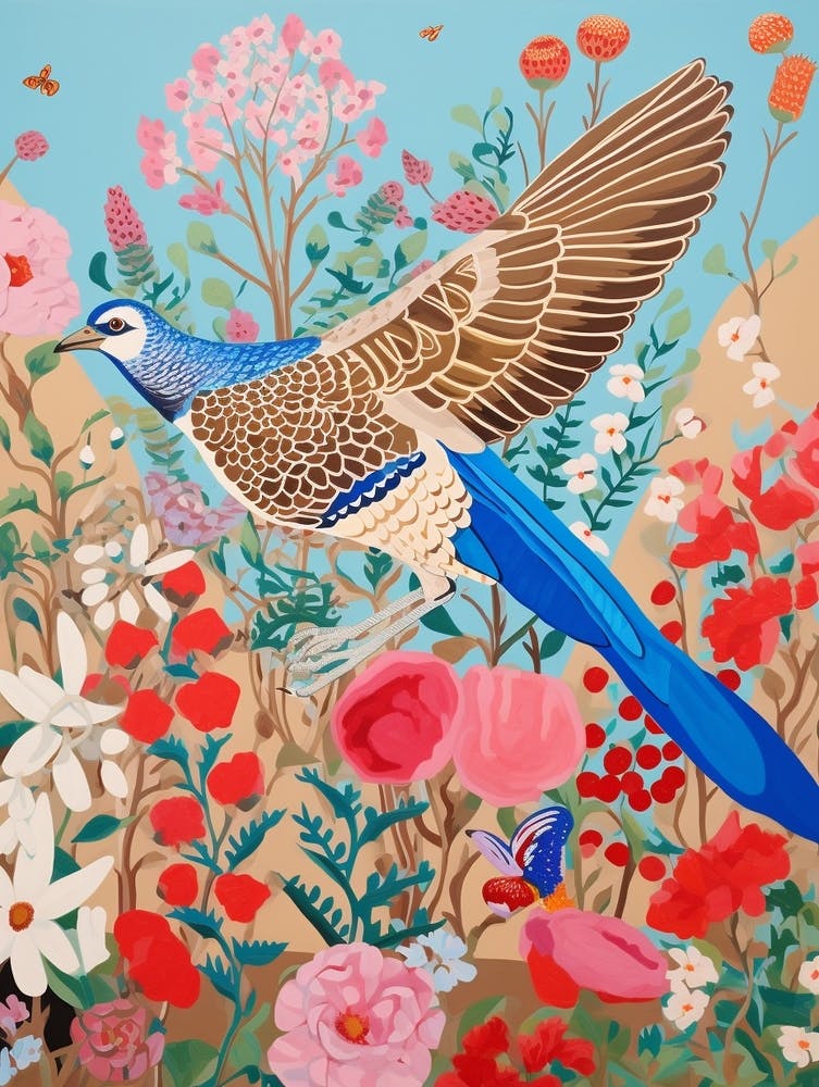 Maximalist Bird Painting Blue Jay 1