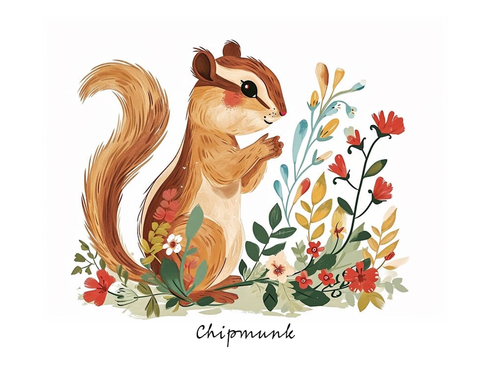 Little Floral Chipmunk 1 Poster