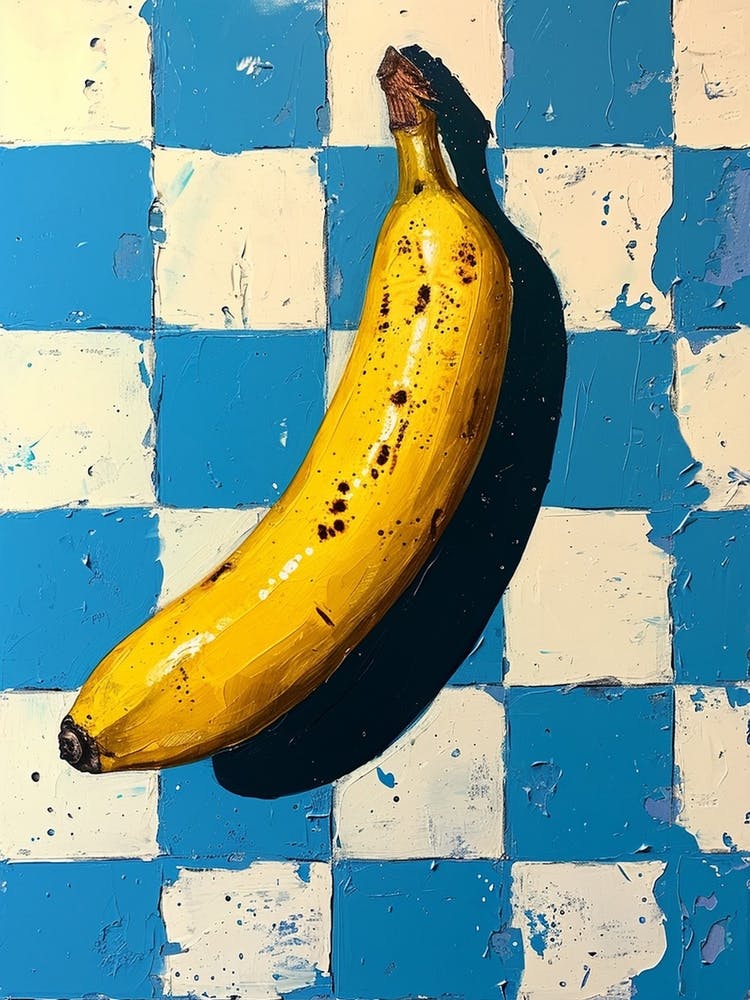 Banana Blue Checkerboard Painting 1