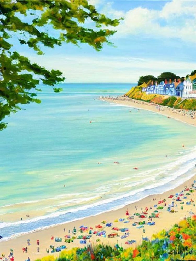 Shanklin Beach, Isle Of Wight Contemporary Illustration  