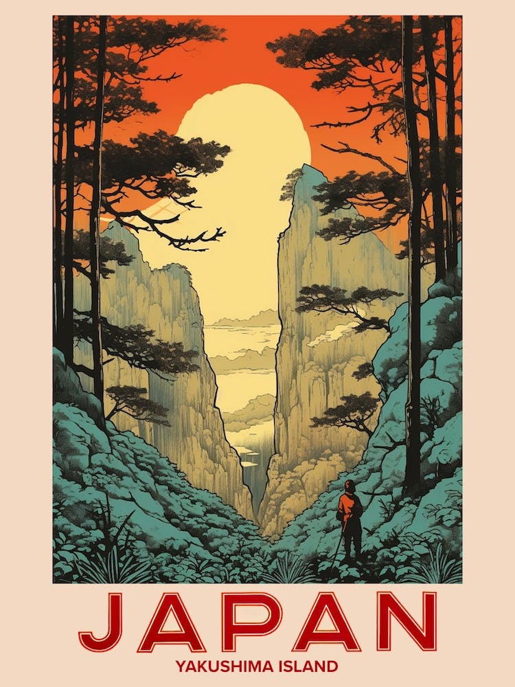 Yakushima Island, Visit Japan Vintage Travel Art 4