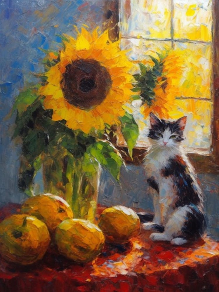 Sunflower With Cat  4