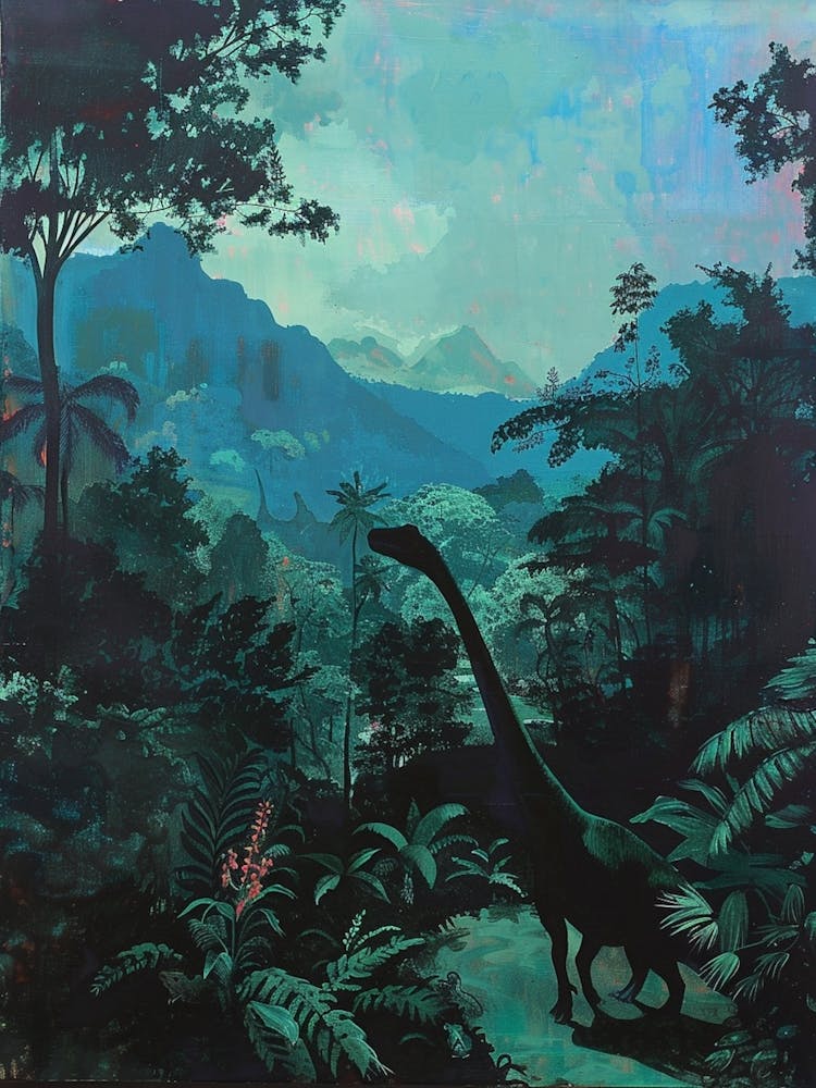 Silhouette Of A Dinosaur Painting