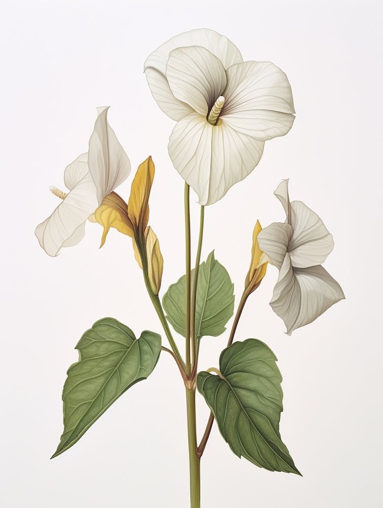 Pressed Wildflower Botanical Art Sessile Trillium