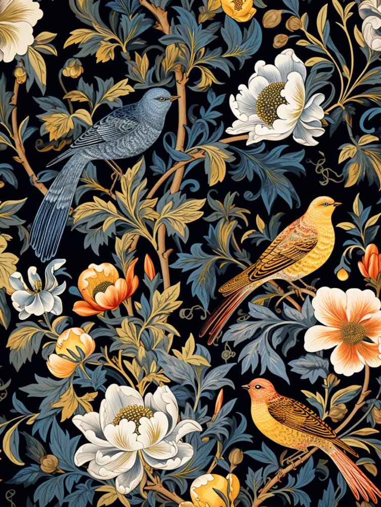 Wallpaper With Birds And Flowers 1