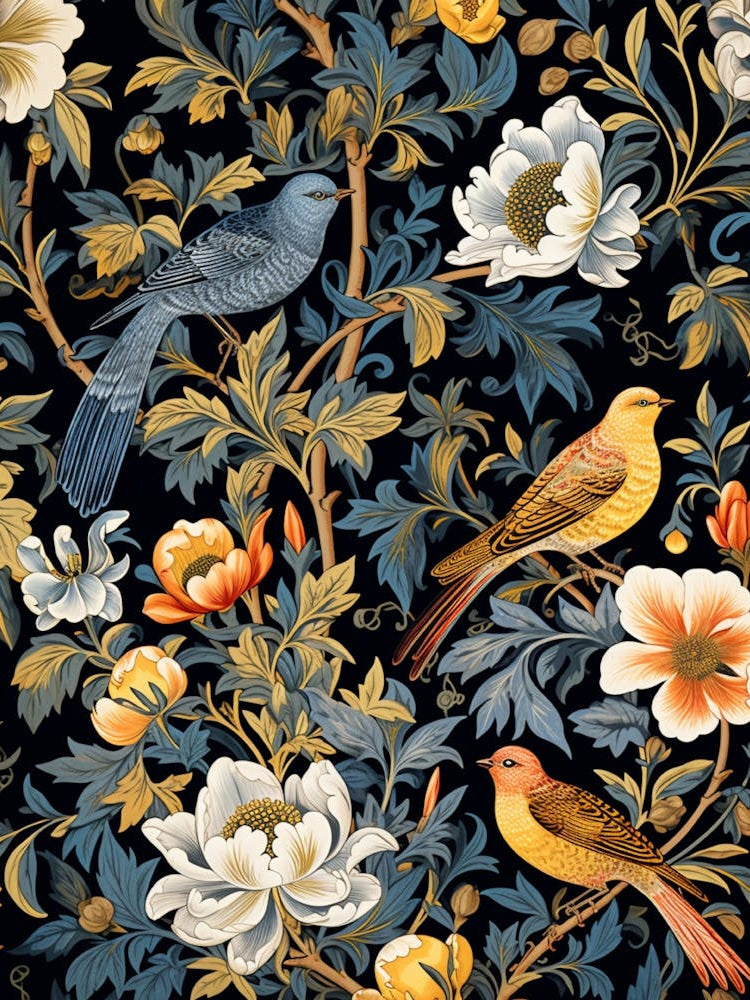Wallpaper With Birds And Flowers 1