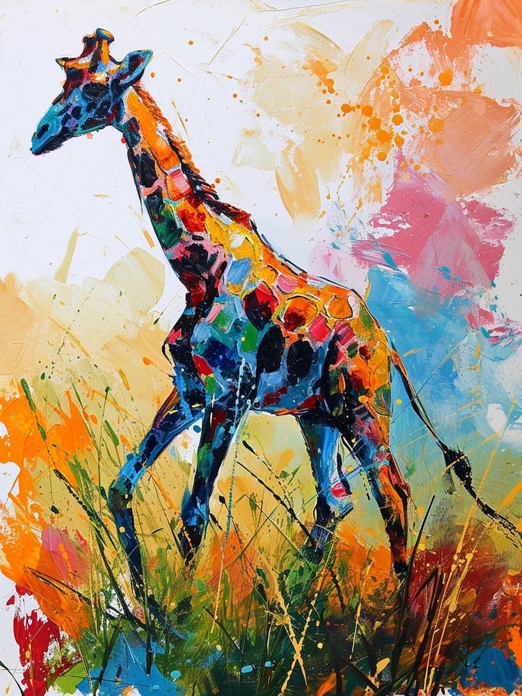 Abstract Geometric Colourful Giraffe 3
