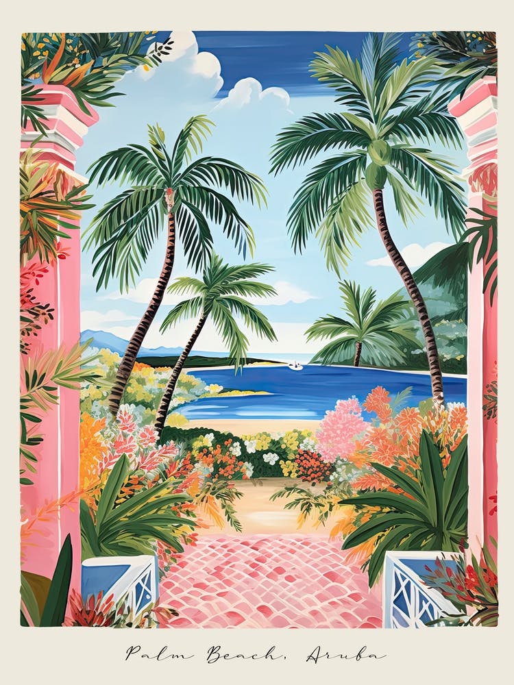 Poster Of Palm Beach, Aruba, Matisse And Rousseau Style 2