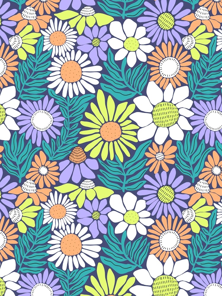 Daisy Maximalist Floral Pattern