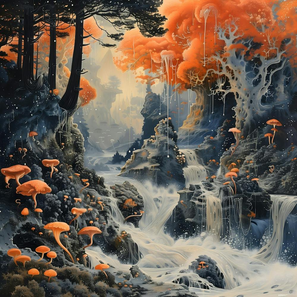 Colorful Waterfall, Impressionism And Surrealism