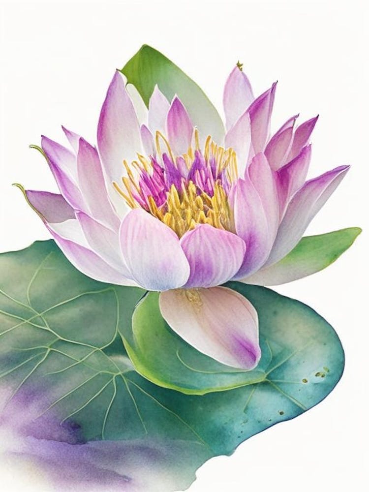 Water Lily Wildflower Watercolour