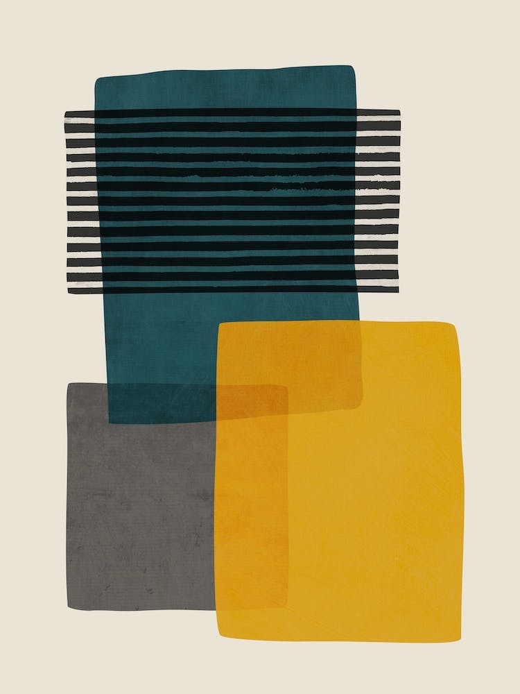 Abstract Shapes Teal Mustard 2