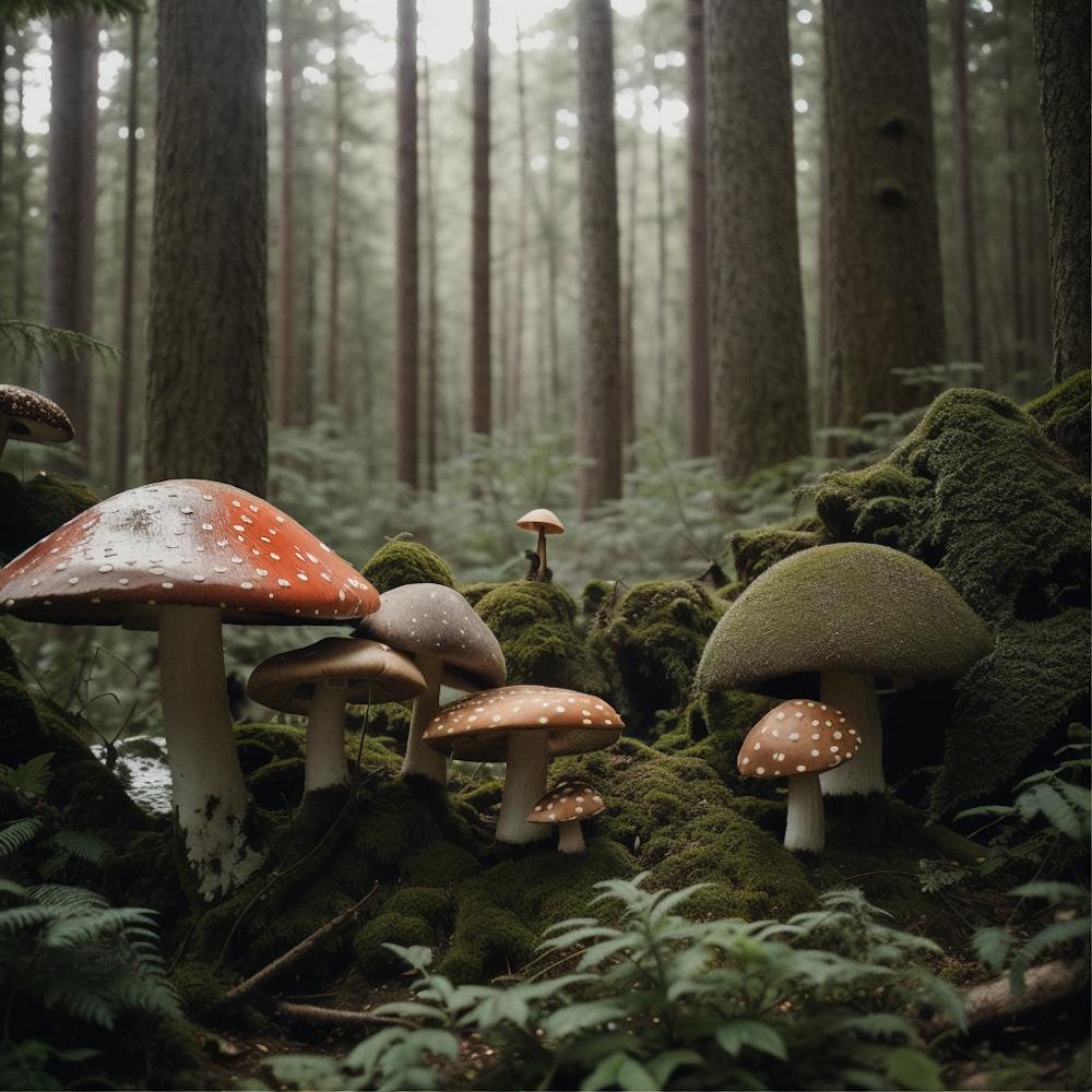 Mushrooms In The Forest
