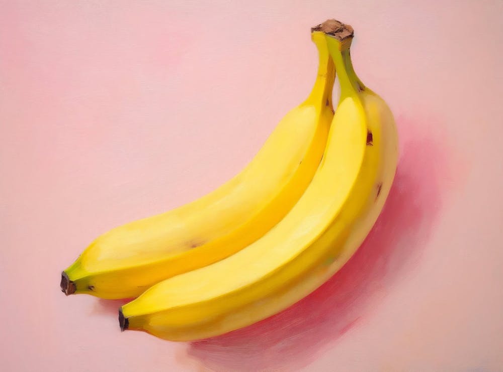Pink Pop Banana Peinture Nature Morte Moderne Œuvre d'Art Rétro Tendance Art Pop Moderne Idée Cadeau Rétro Art de Cuisine Décor Minimaliste
