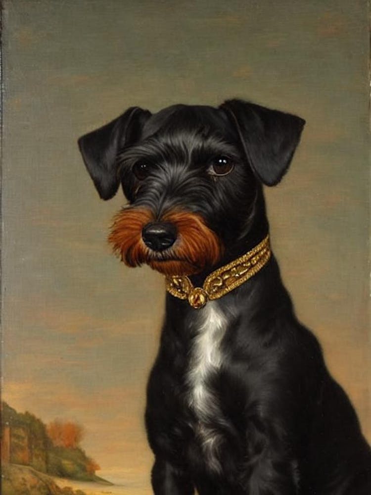 Miniature Schnauzer 2 Renaissance Portrait Oil Painting